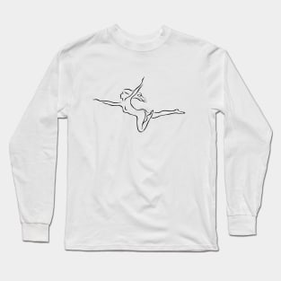 Flying Girl line art, happy woman, break free minimalist art, wild and free girl, joy and freedoom Long Sleeve T-Shirt